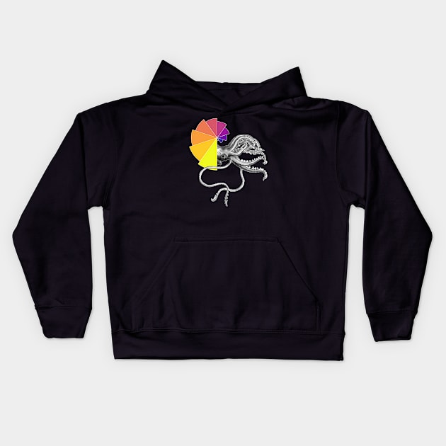 Ammonite Sunset Shell | Black Red Yellow Bar Chart Black Kids Hoodie by aRtVerse